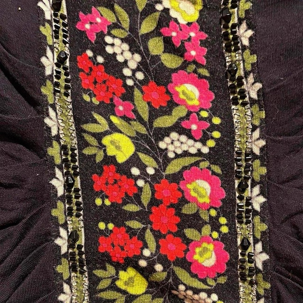 Vintage Free People Y2K Ruched Floral Fitted Tee Top - Picture 5 of 7